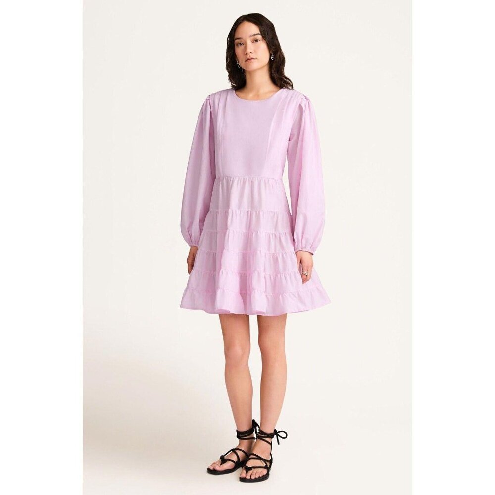 Merlette Arbor Mini Dress Long Balloon Sleeve Flared Swing Tiered XS NEW 262630